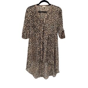 Leopard Babydoll Dress S Tan Brown Animal Print Y2K‎ Mob Wife Going Out